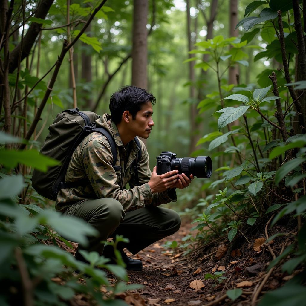 Adam Khor capturing wildlife photography in the African Jungle