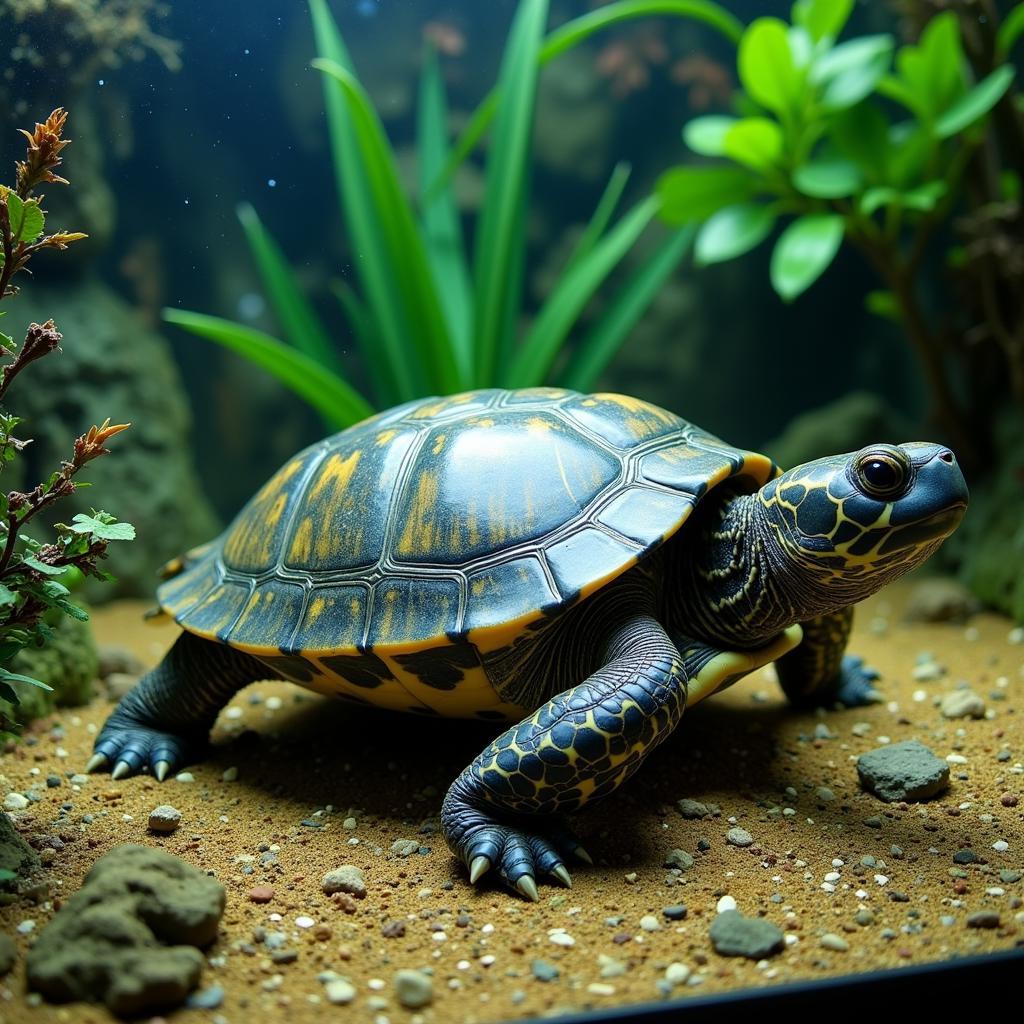 Adult African Aquatic Sideneck Turtle in Aquarium