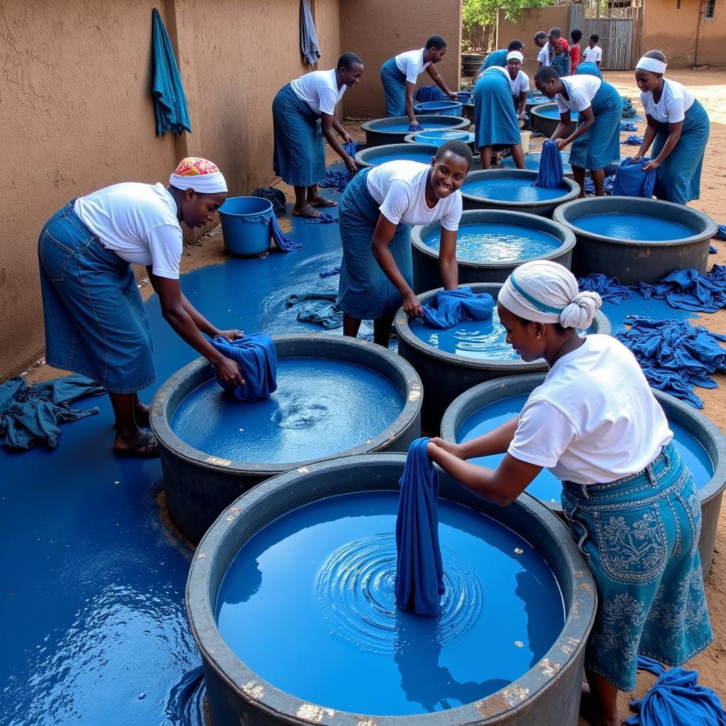 African 3x Blue Indigo Dyeing Process