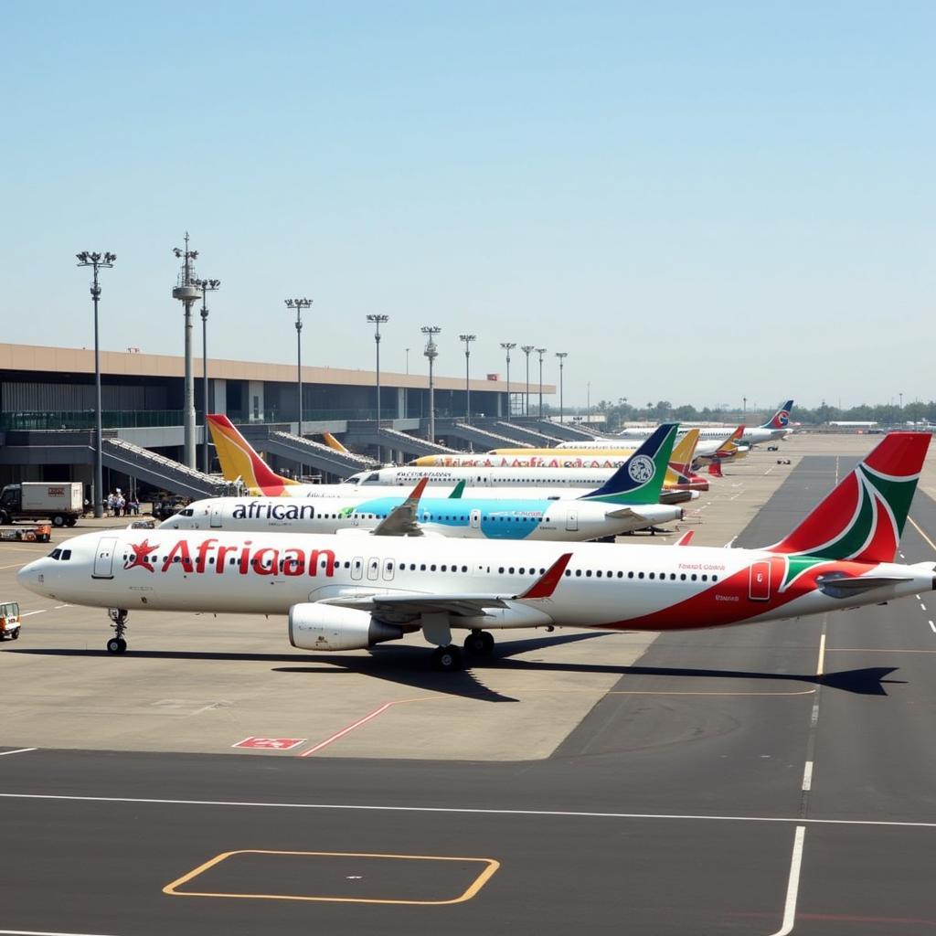 African Airlines at a Busy Airport