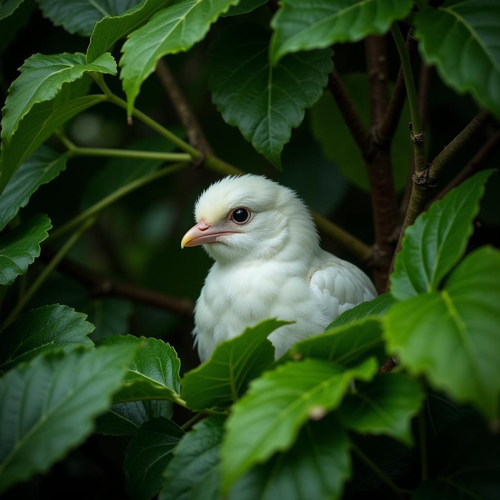 African Albino Bird Camouflaging