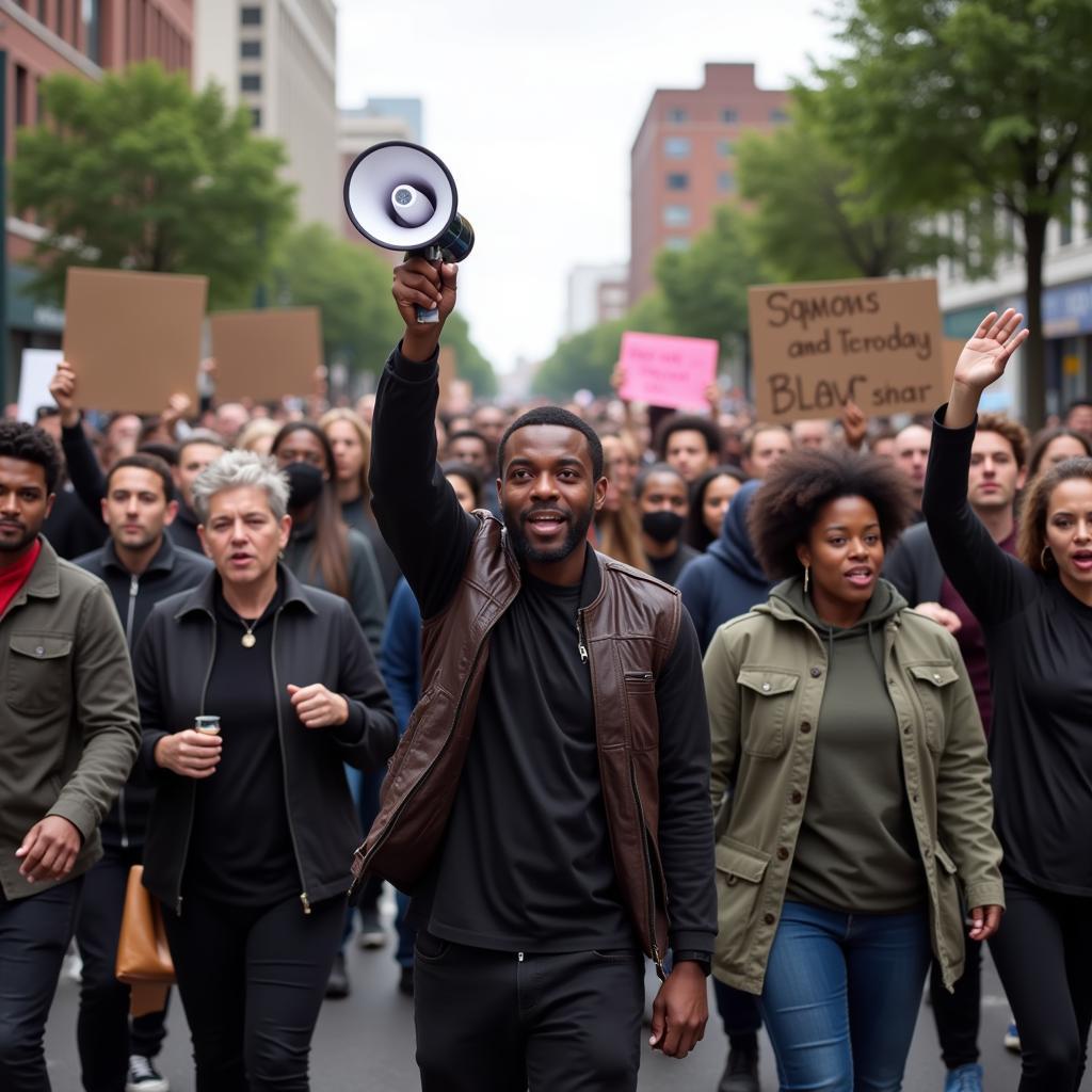 African American Activist Mister Leading a Protest