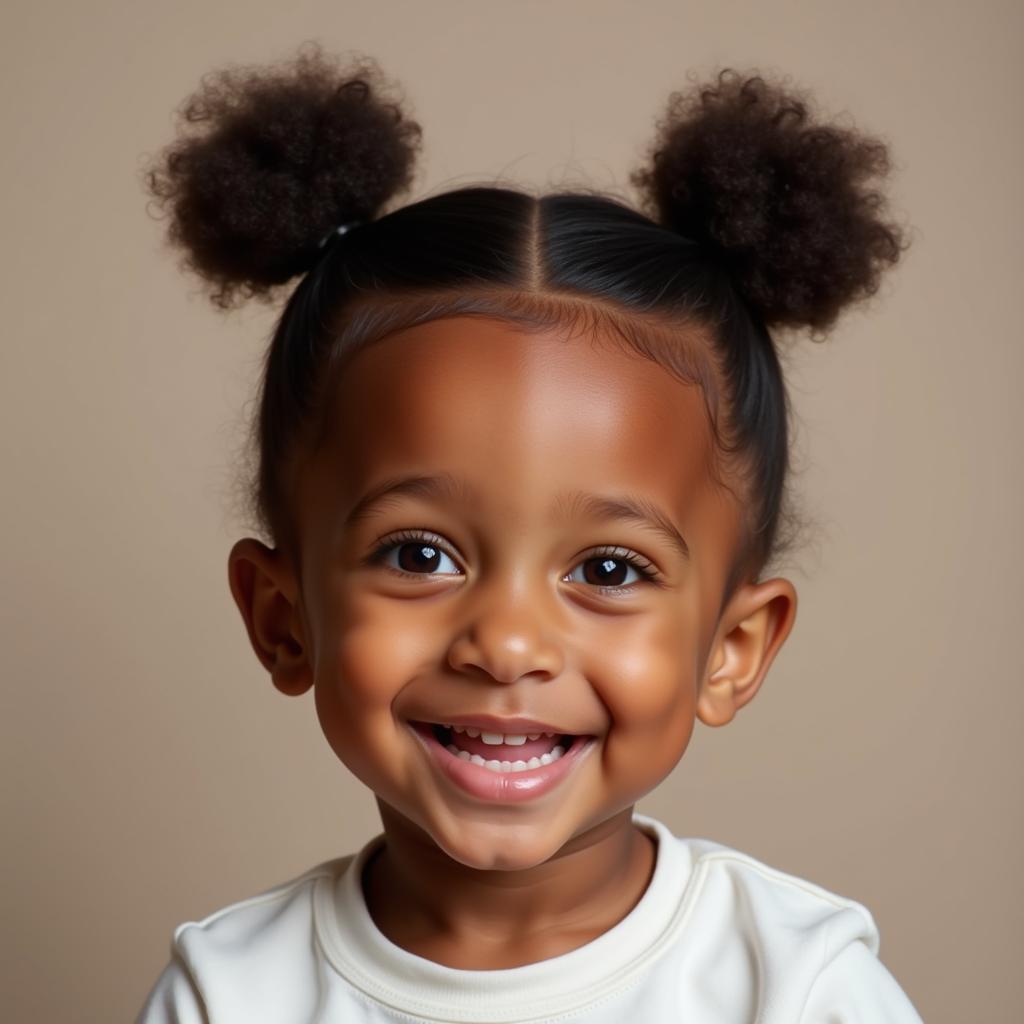 African American Baby Boy with Afro Puffs Hairstyle