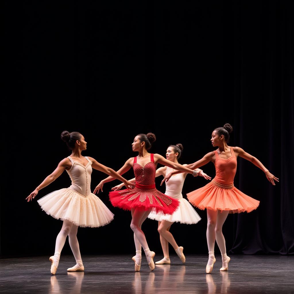 African American ballet dancers performing a graceful and powerful routine on stage