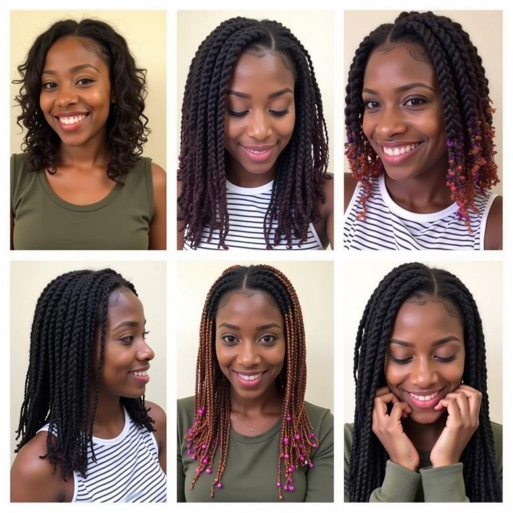 Various Box Braids Styles for African American Women