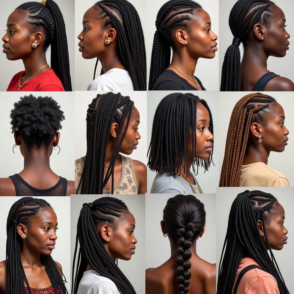 A collage showcasing the historical evolution of African American braid styles, from ancient times to modern interpretations.