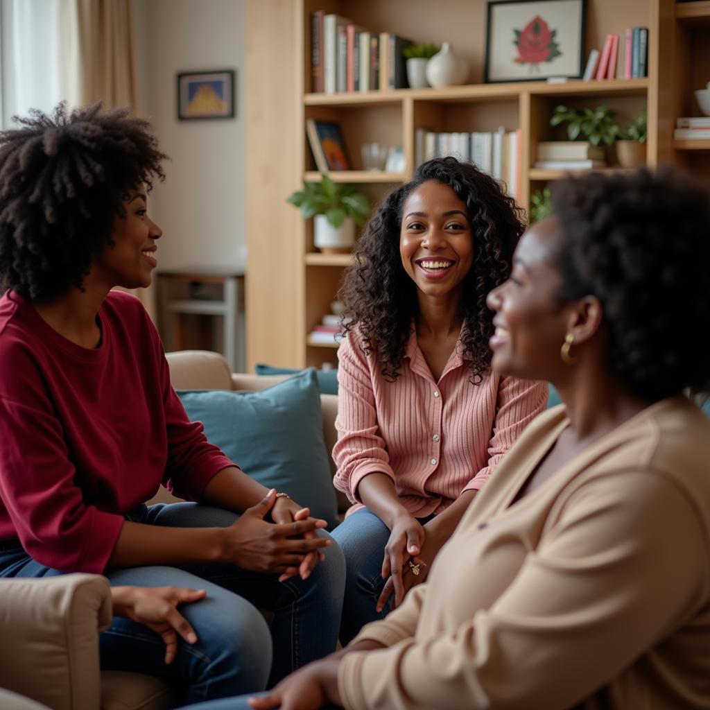 African American women finding strength and support in a breast cancer support group.