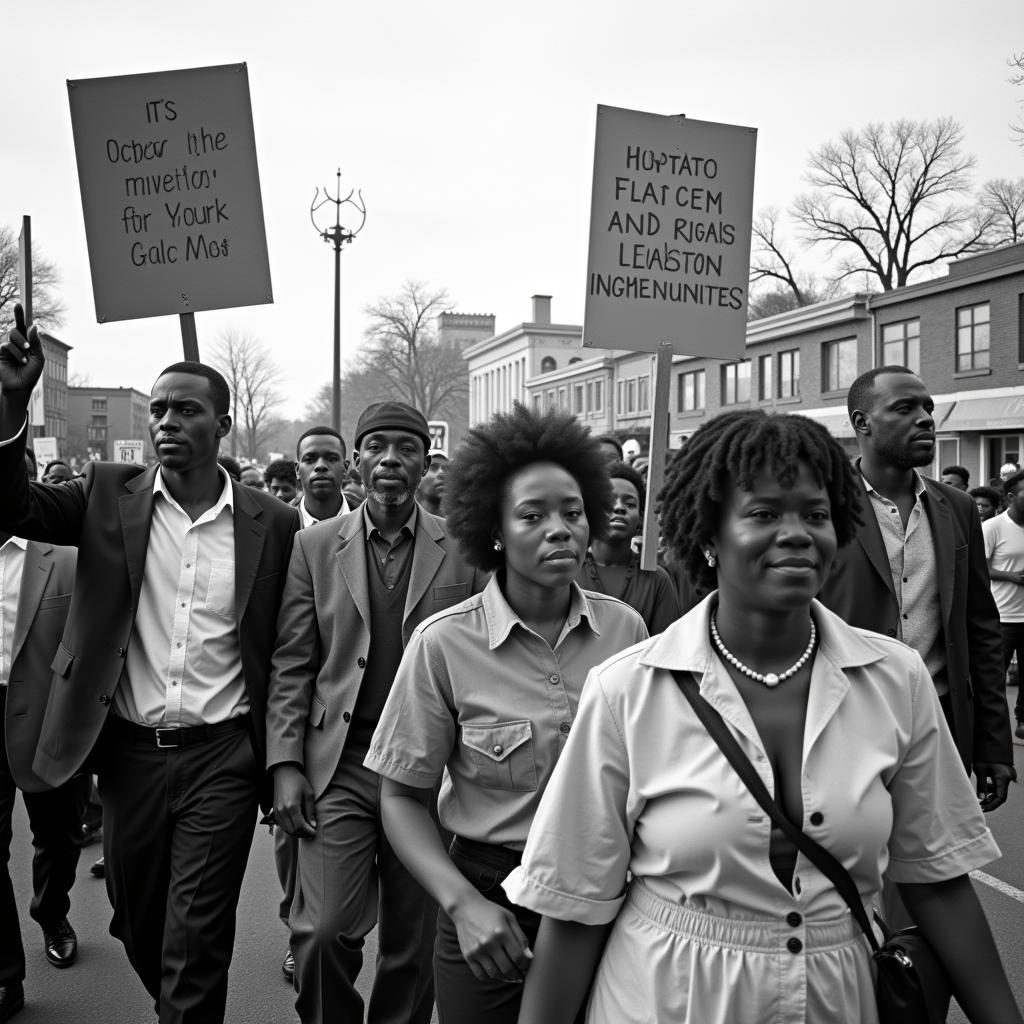 African American Civil Rights Activists Marching for Equality