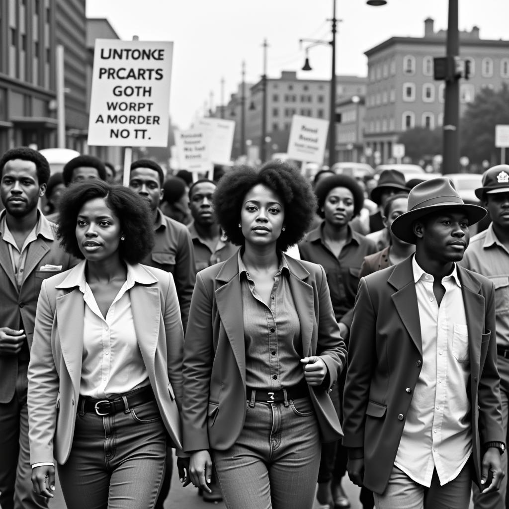 African American Civil Rights Protest in Black and White