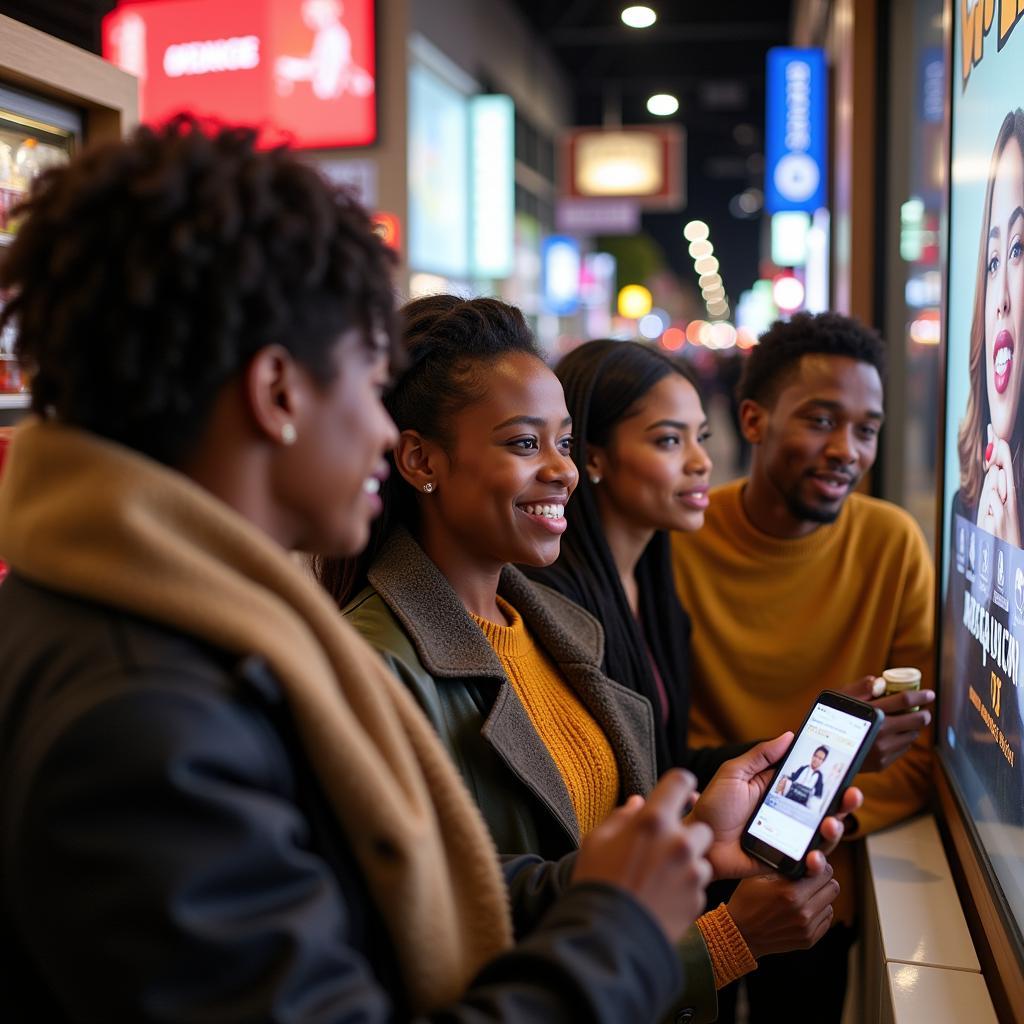 African American Consumers Engaging with an Advertisement in NYC