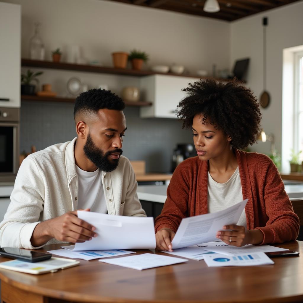 African American Couple Discussing Finances at Home