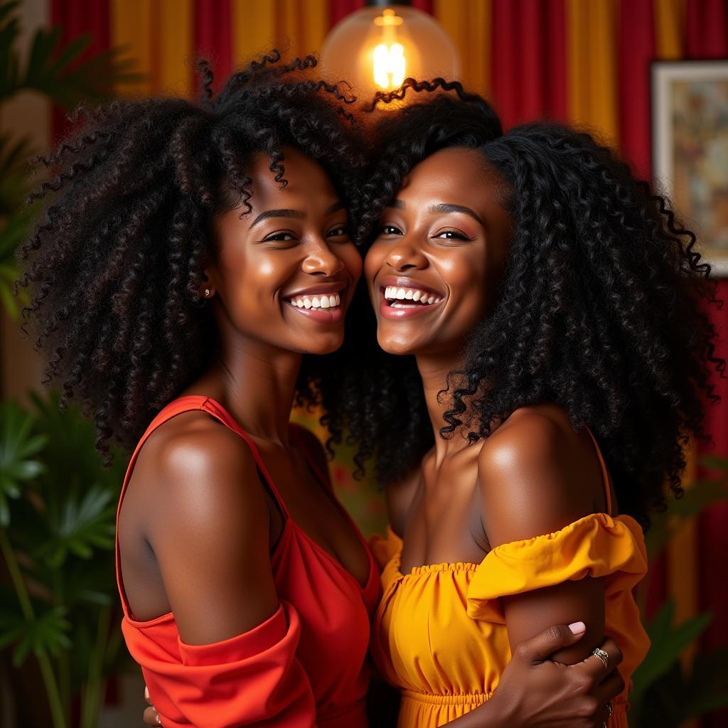 Joyful Embrace of an African American Couple