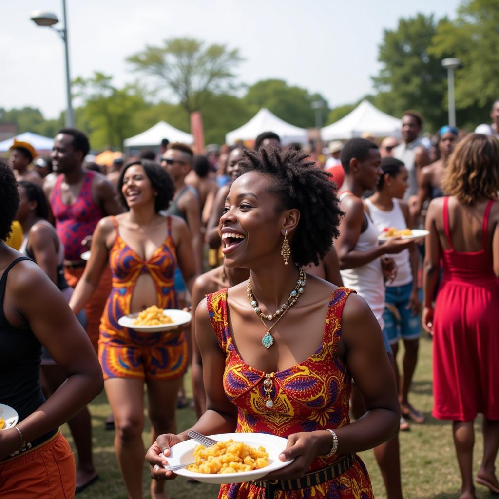 People celebrating at an African American cultural festival