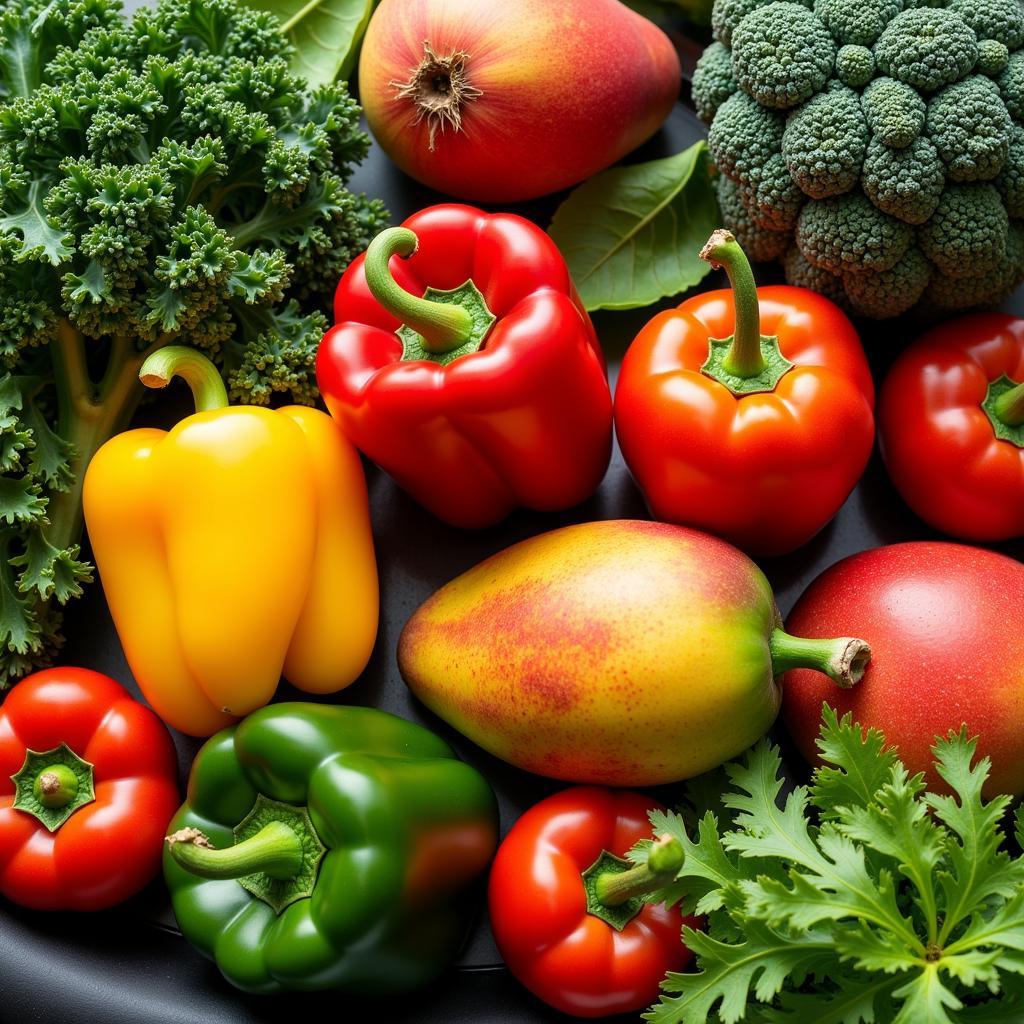 A variety of fresh produce typically used in an African American diet plan.