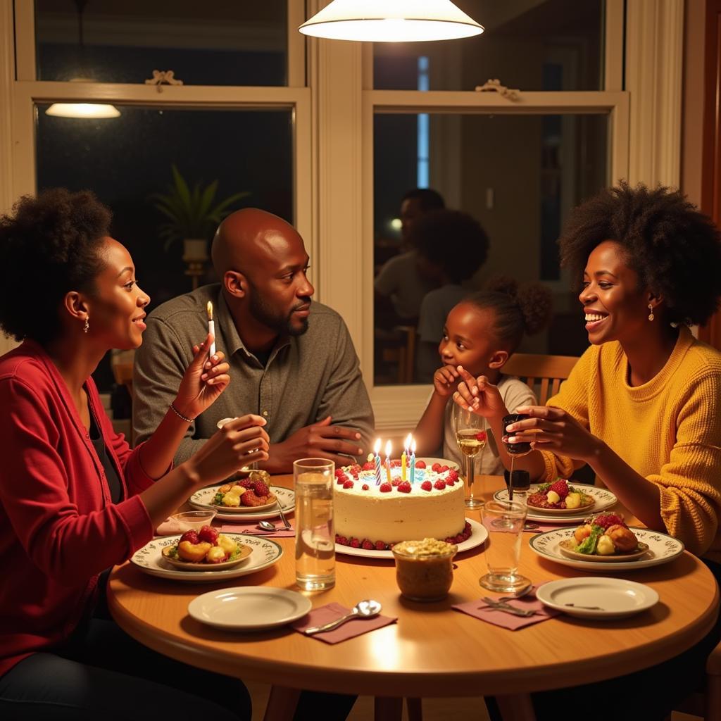 A Warm Family Dinner Celebrating an African American Birthday