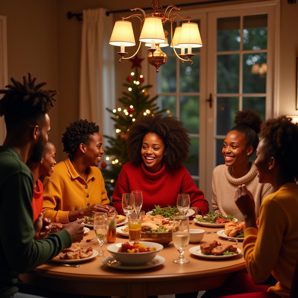 African American Family Enjoying Christmas Dinner