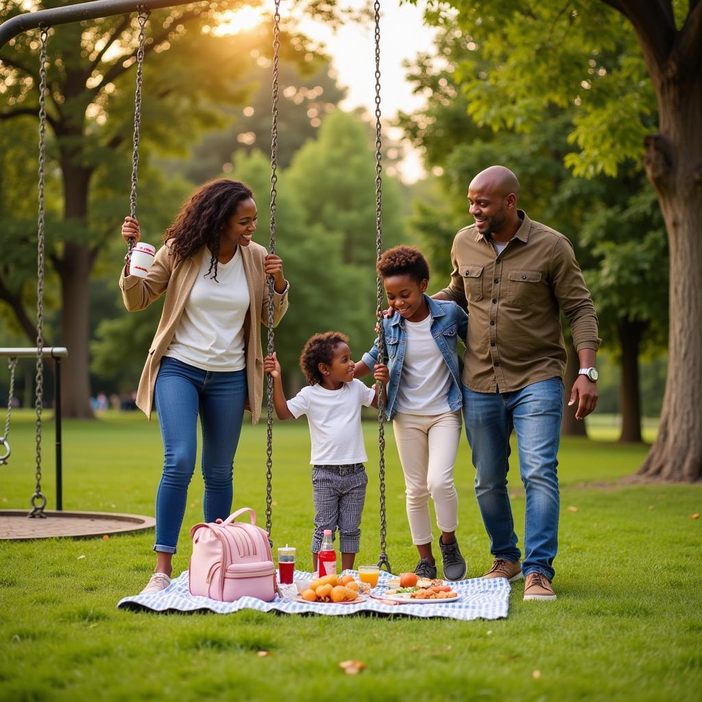 African American Family Enjoying a Day at the Park