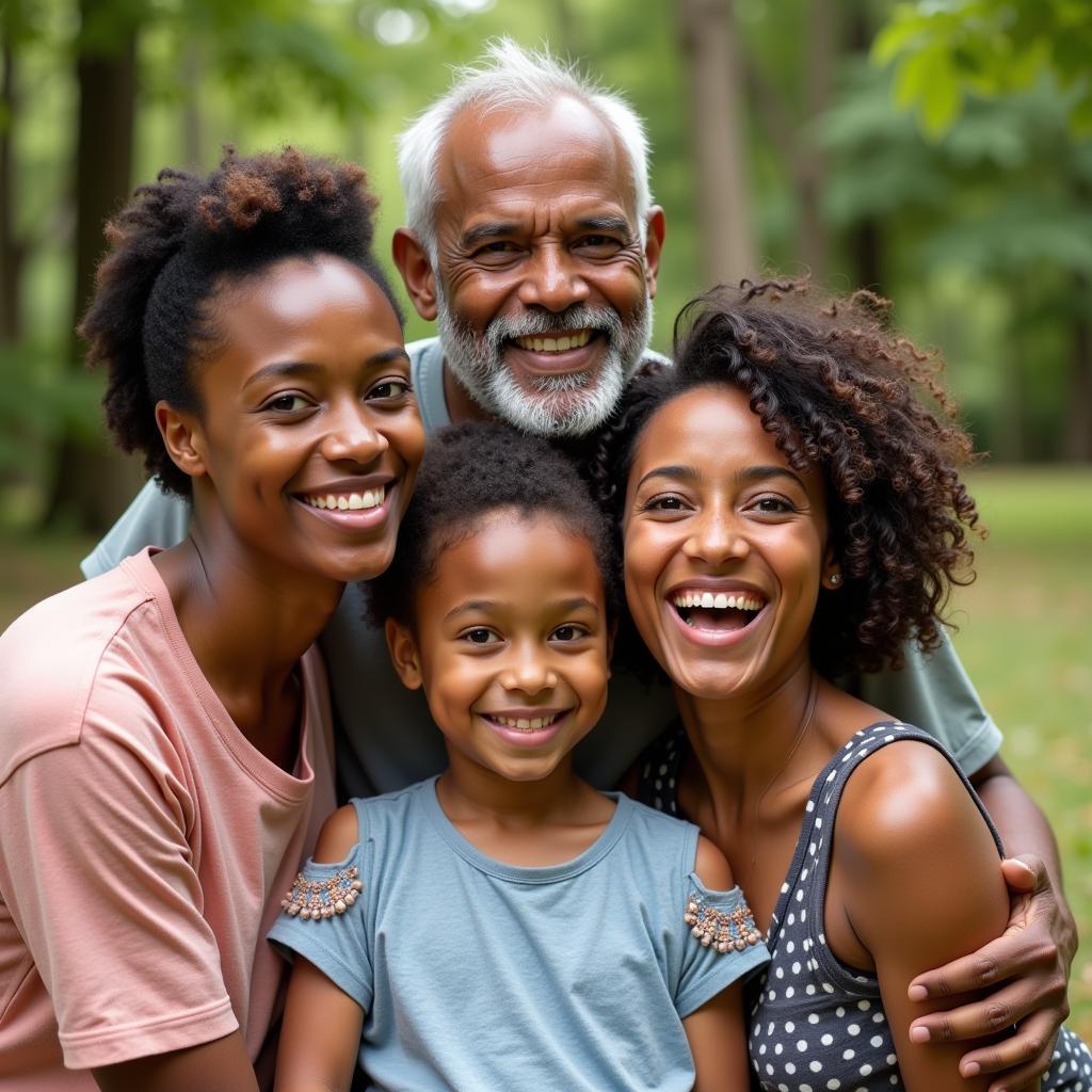 Family Portrait: An African American family poses for a heartwarming portrait, capturing a moment of togetherness and joy.