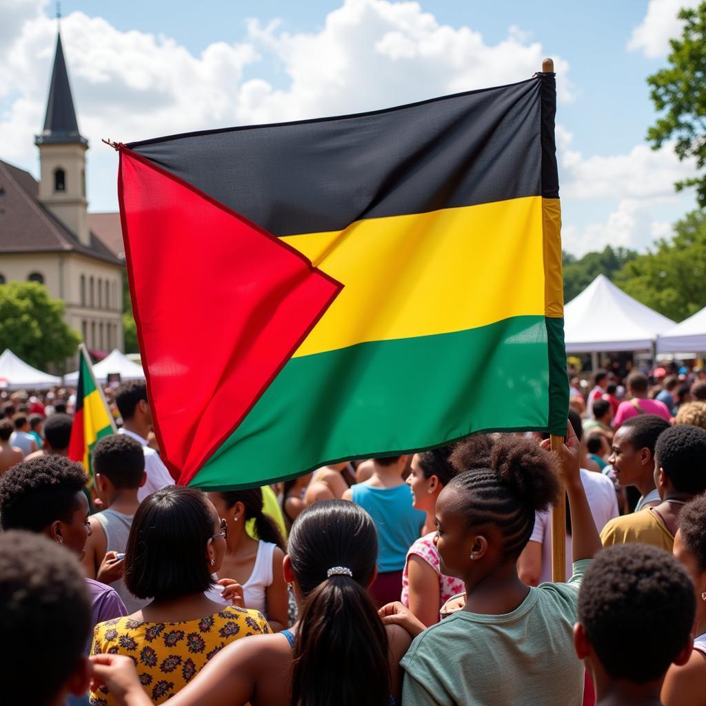 African American flag displayed at a cultural event