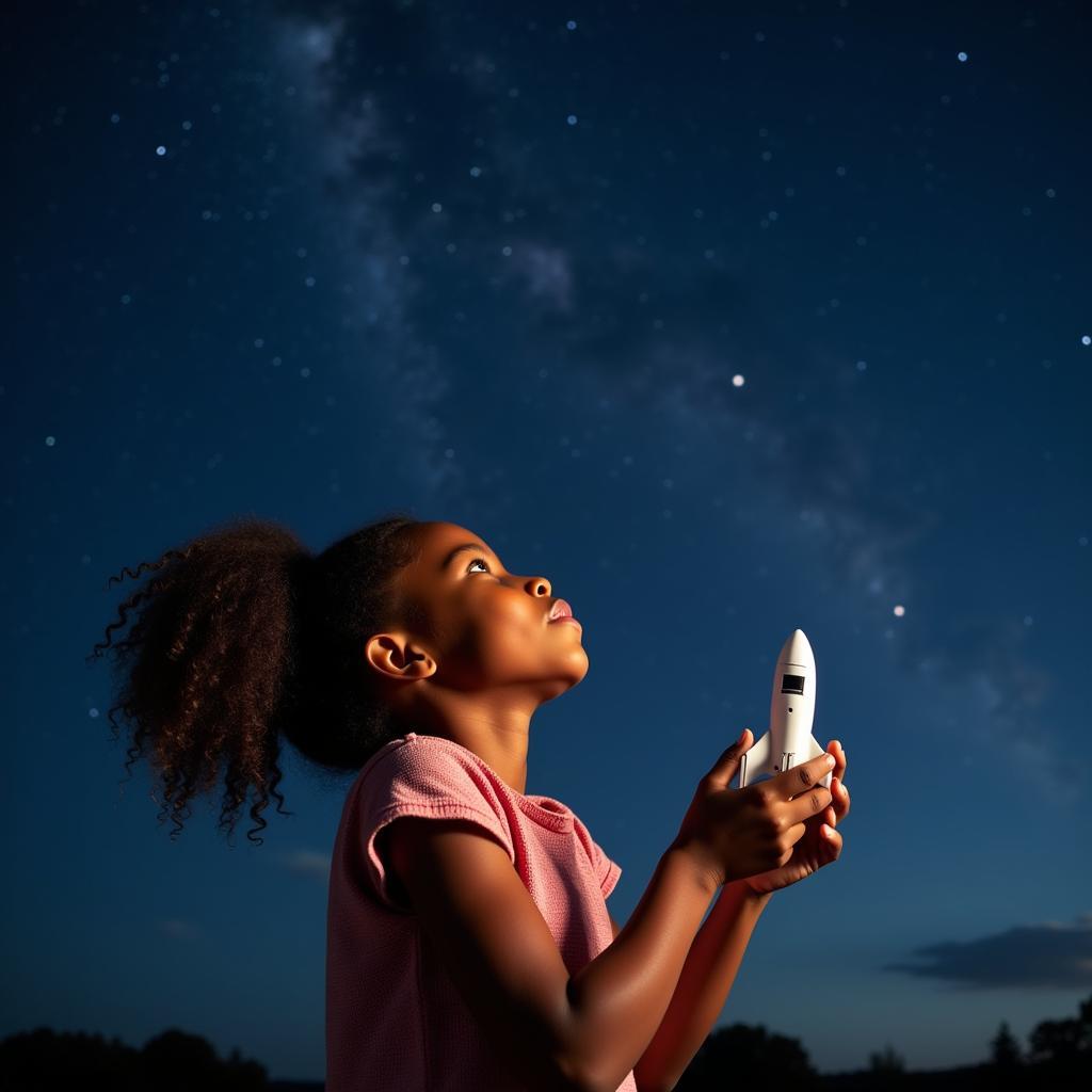 An African American Girl Dreaming of Space