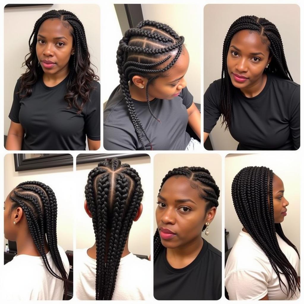 Variety of intricate braiding styles offered at Denver's African American hair salons