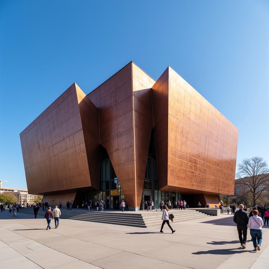 Exterior view of the National Museum of African American History and Culture in Washington, D.C.