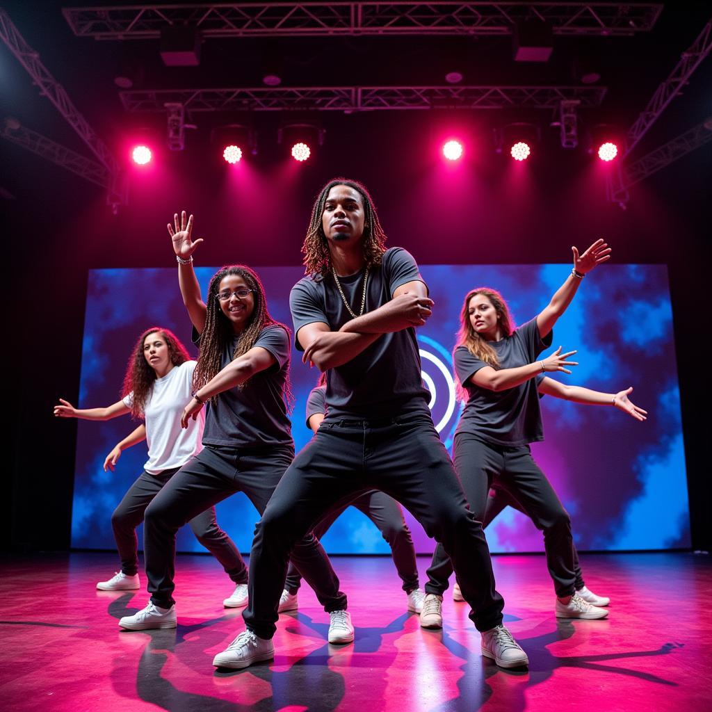 Hip hop dance crew performing on stage