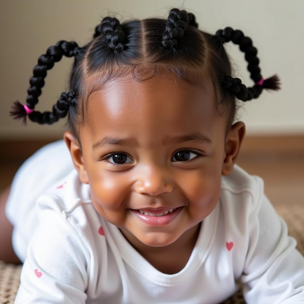 African American Infant Hairstyle: Cornrows