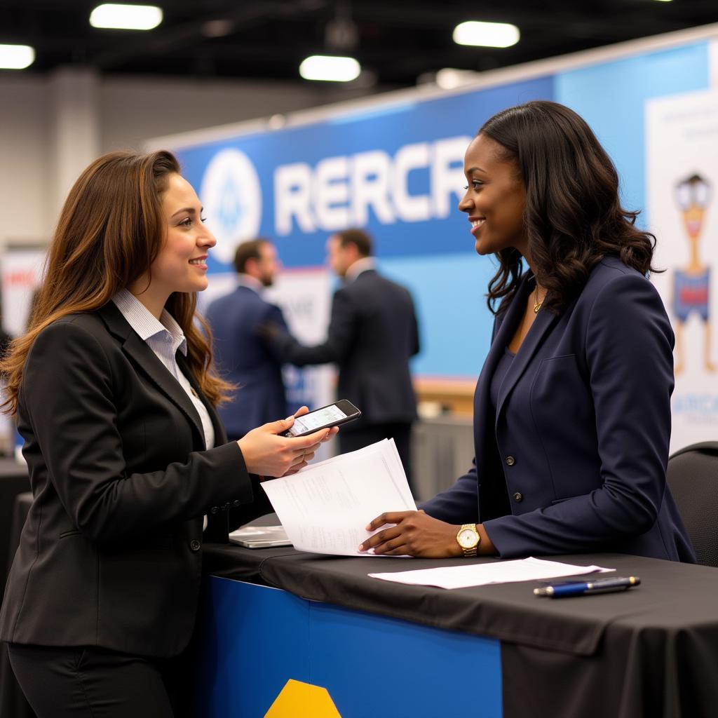 Job seeker interviewing at an African American job fair