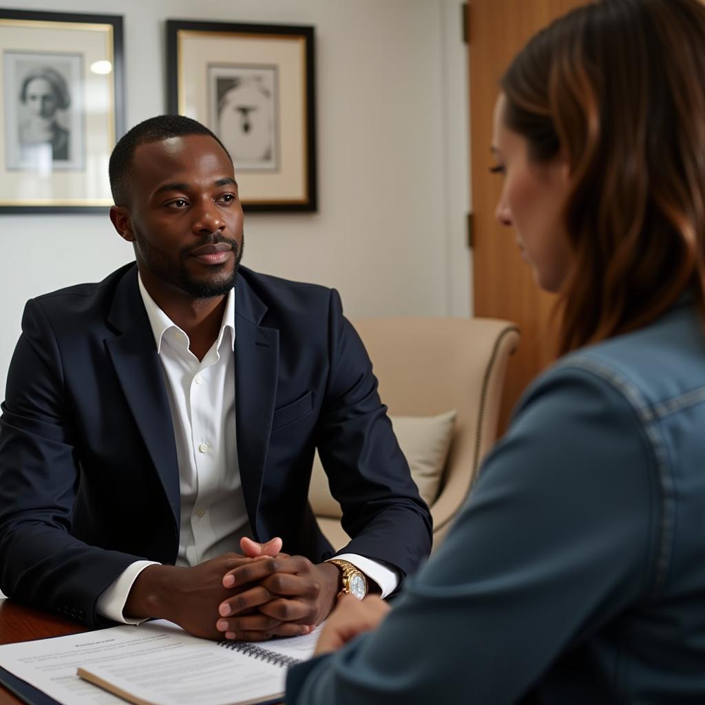 African American Lawyer Consulting with Client