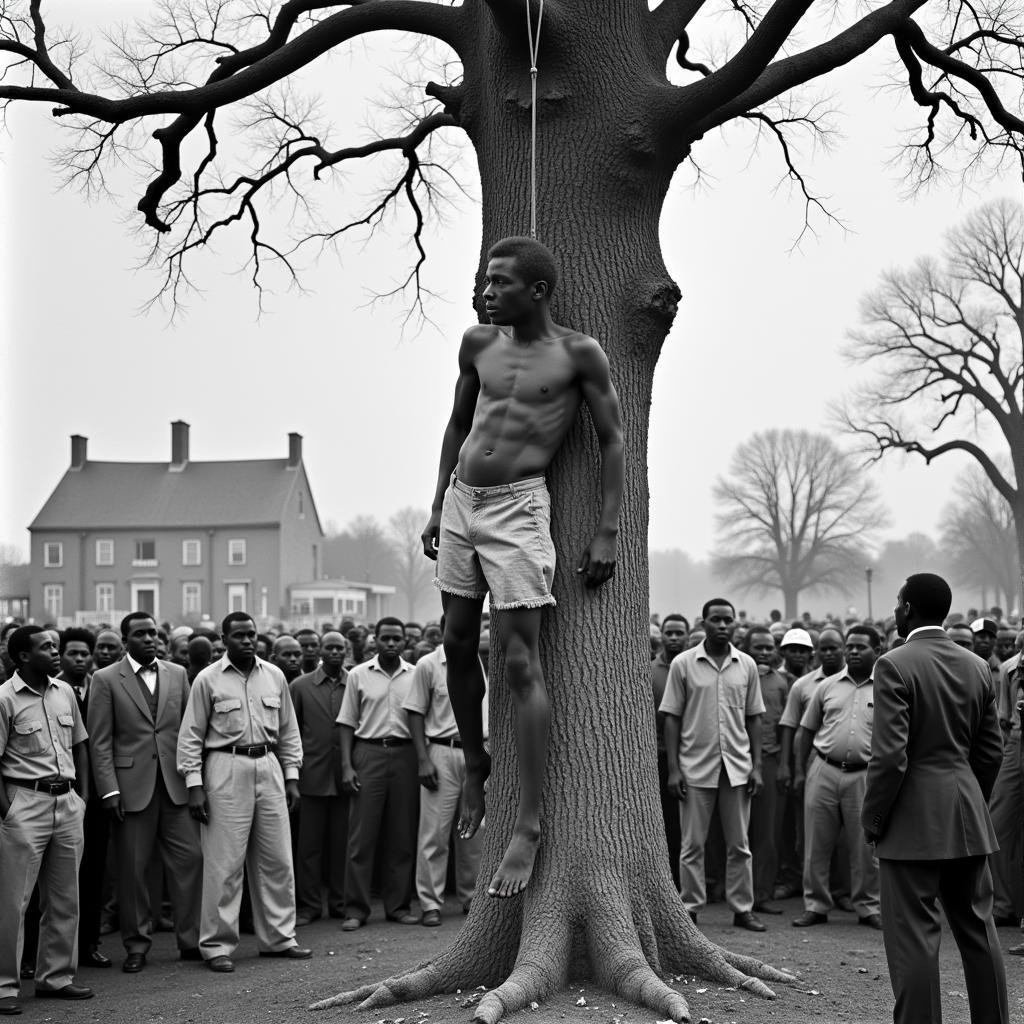 African American Lynching Victim: A haunting photo depicting the grim reality of racial terror in America.