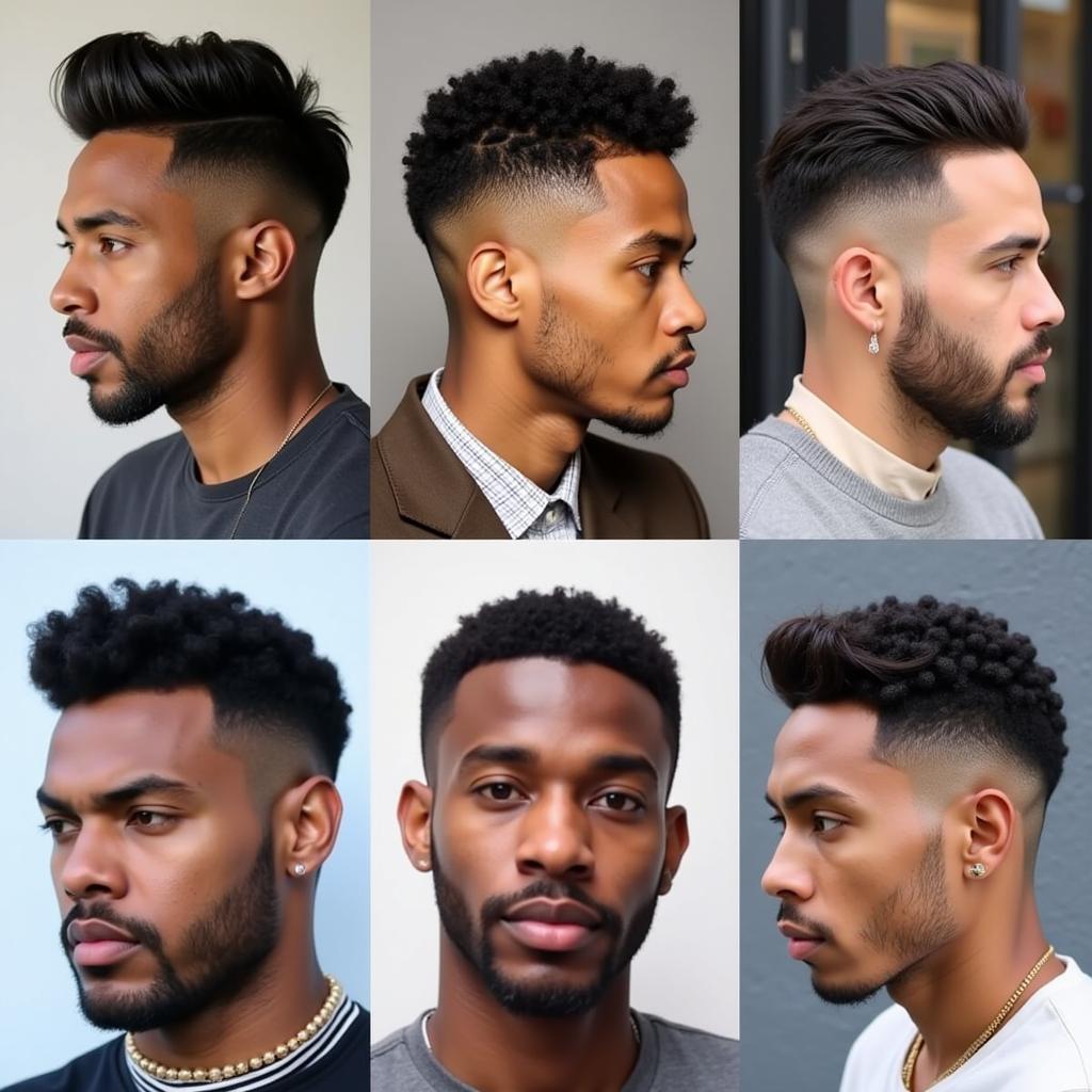 African American Men with Various Fade Haircuts