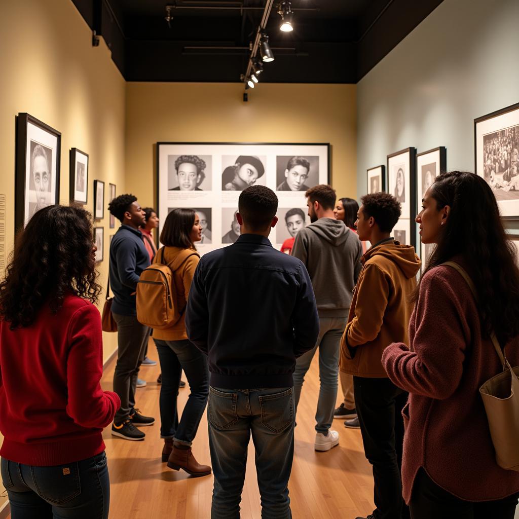 African American Museum Visitors Engaging with Exhibits