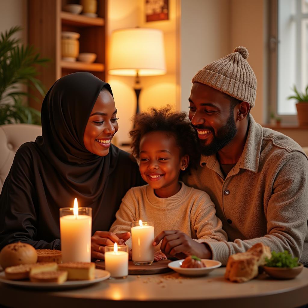 African American Muslim Family Celebrating Eid