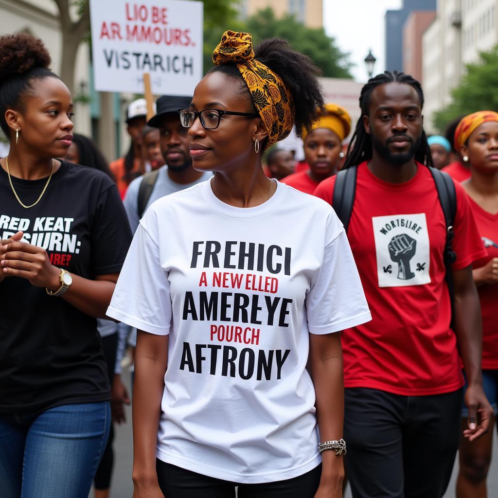 African American Pride Clothing at a Protest