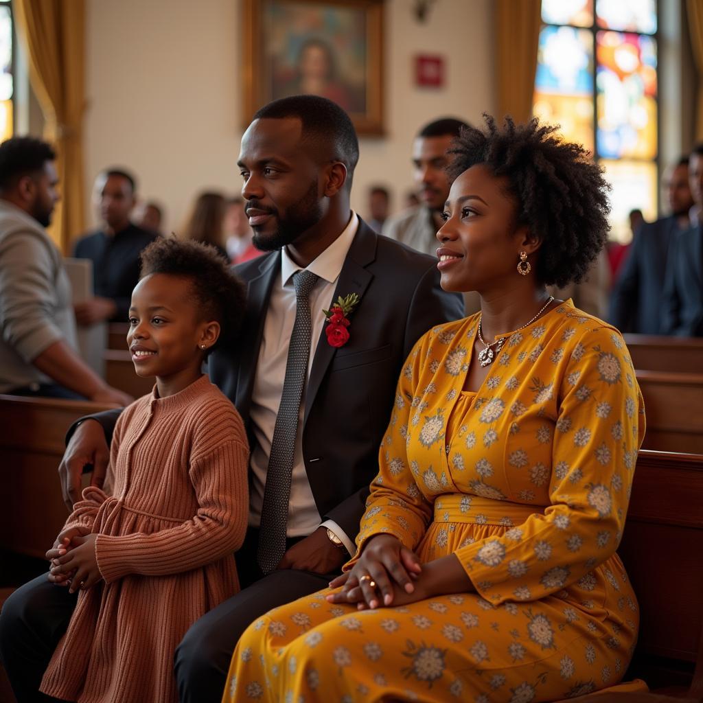 African American Republican Family Attending Church Service