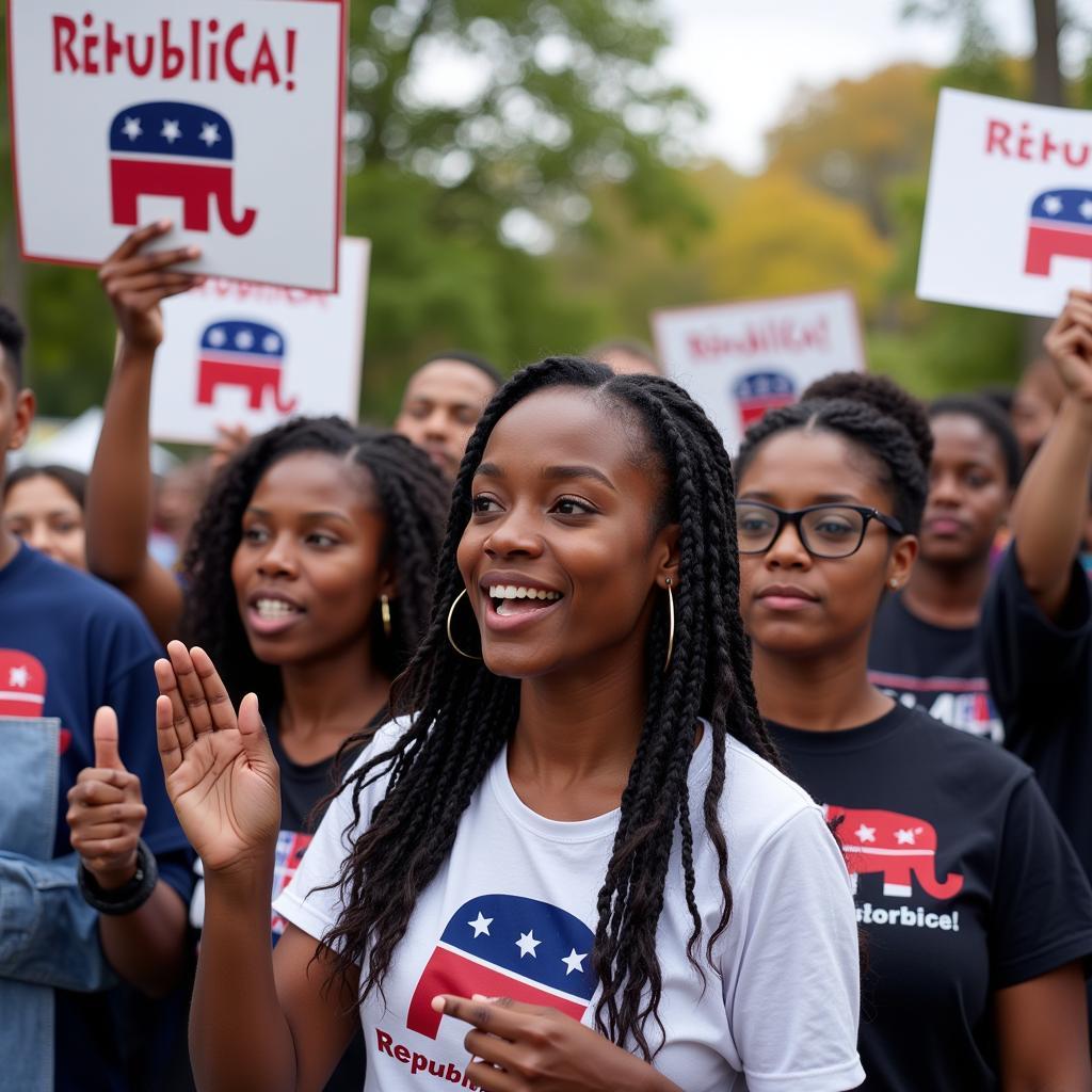 African American Republican Voters at a Political Rally