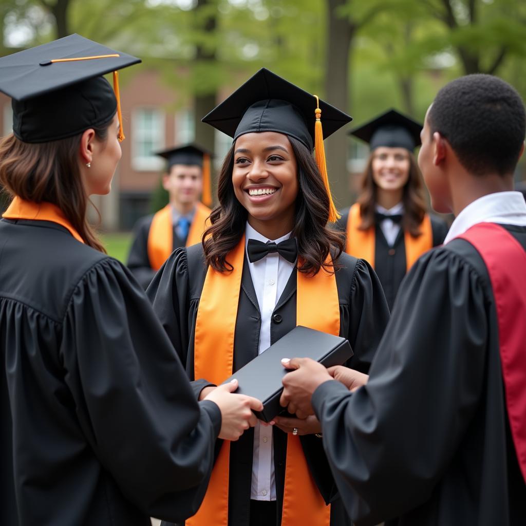 African American student receiving a scholarship award