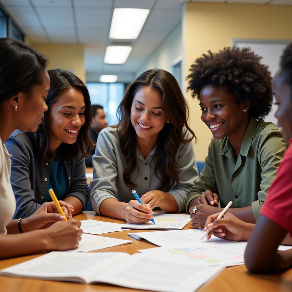 African American students participating in a collaborative learning activity