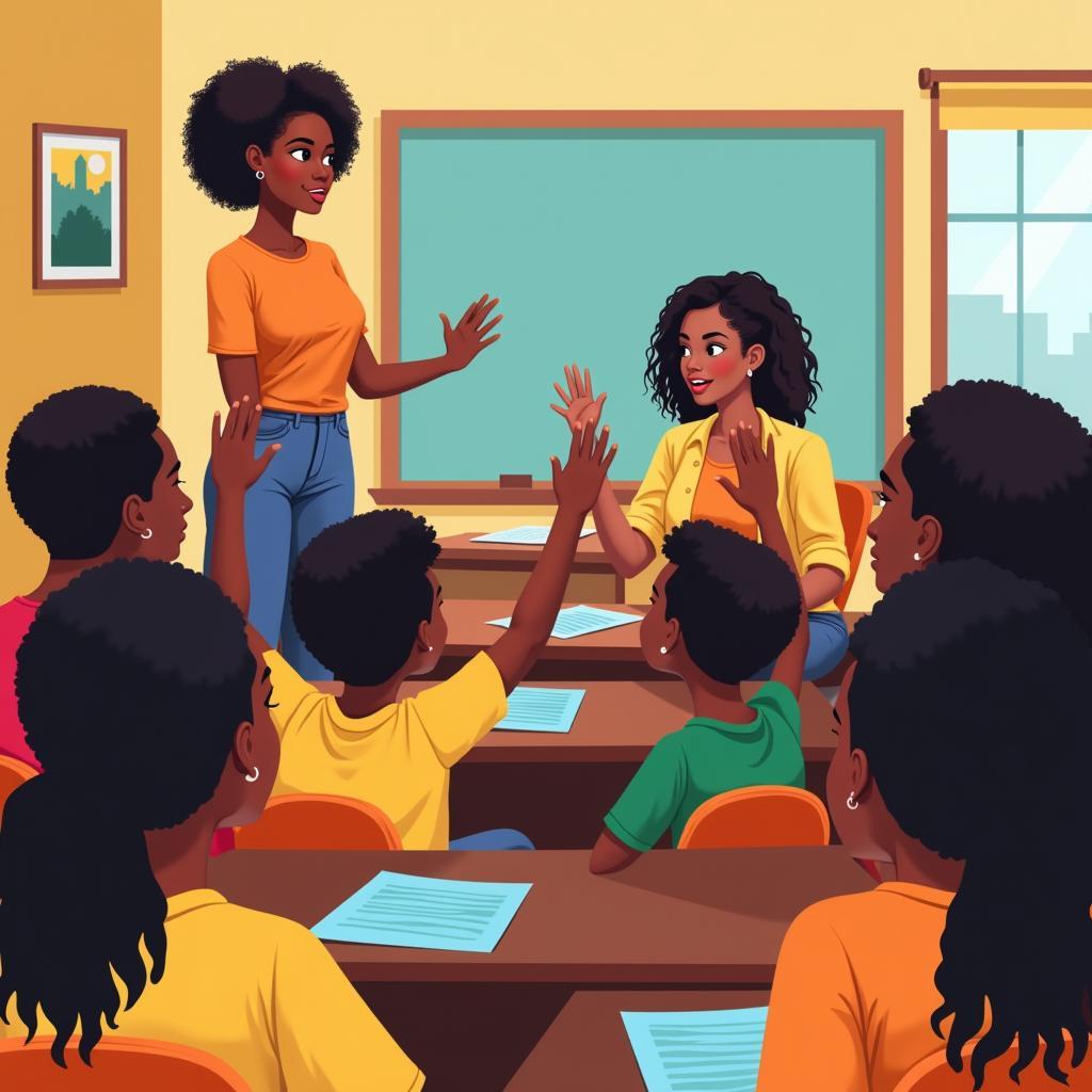 African American Students Engaging in Classroom Learning