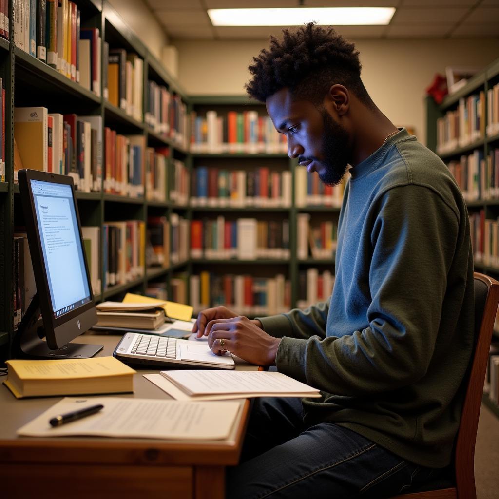 African American Studies Student Conducting Research in the UC Berkeley Library