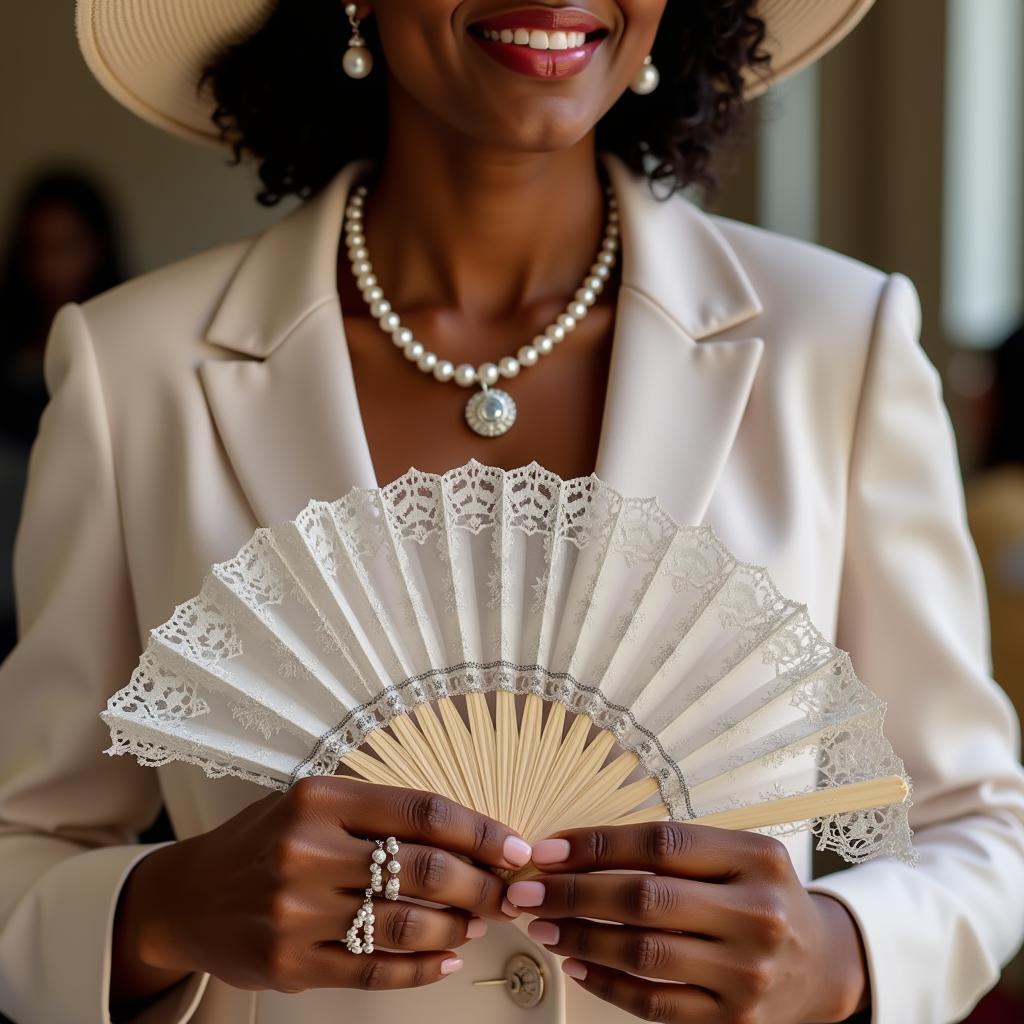 Close-up of Tea Party Accessories on an African American Woman