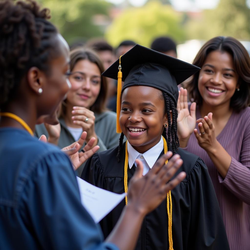 African American Teen with Down Syndrome graduating high school