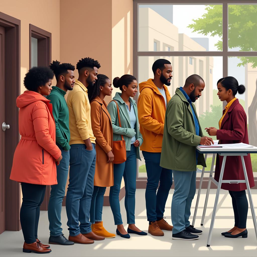 African American voters casting their ballots at a polling station