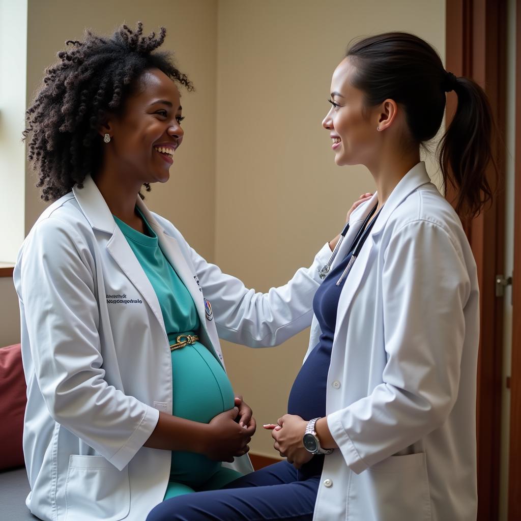 African American Woman Receiving Prenatal Care