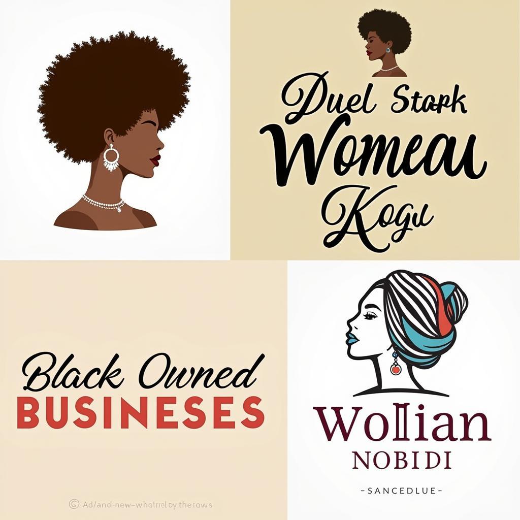 African American Women Logo Representation: A diverse array of logos celebrating Black women's natural hair, businesses, and community organizations.