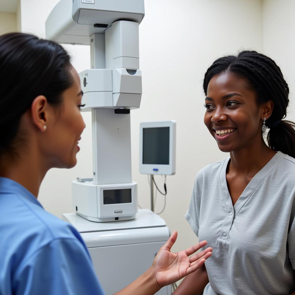 African American women undergoing mammograms for breast cancer screening.