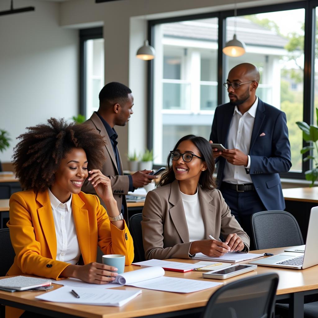 African American Workers in a Modern Office Setting