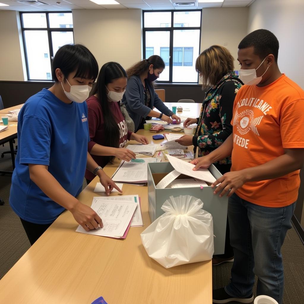 Volunteers working together at the Youth Harvest Foundation