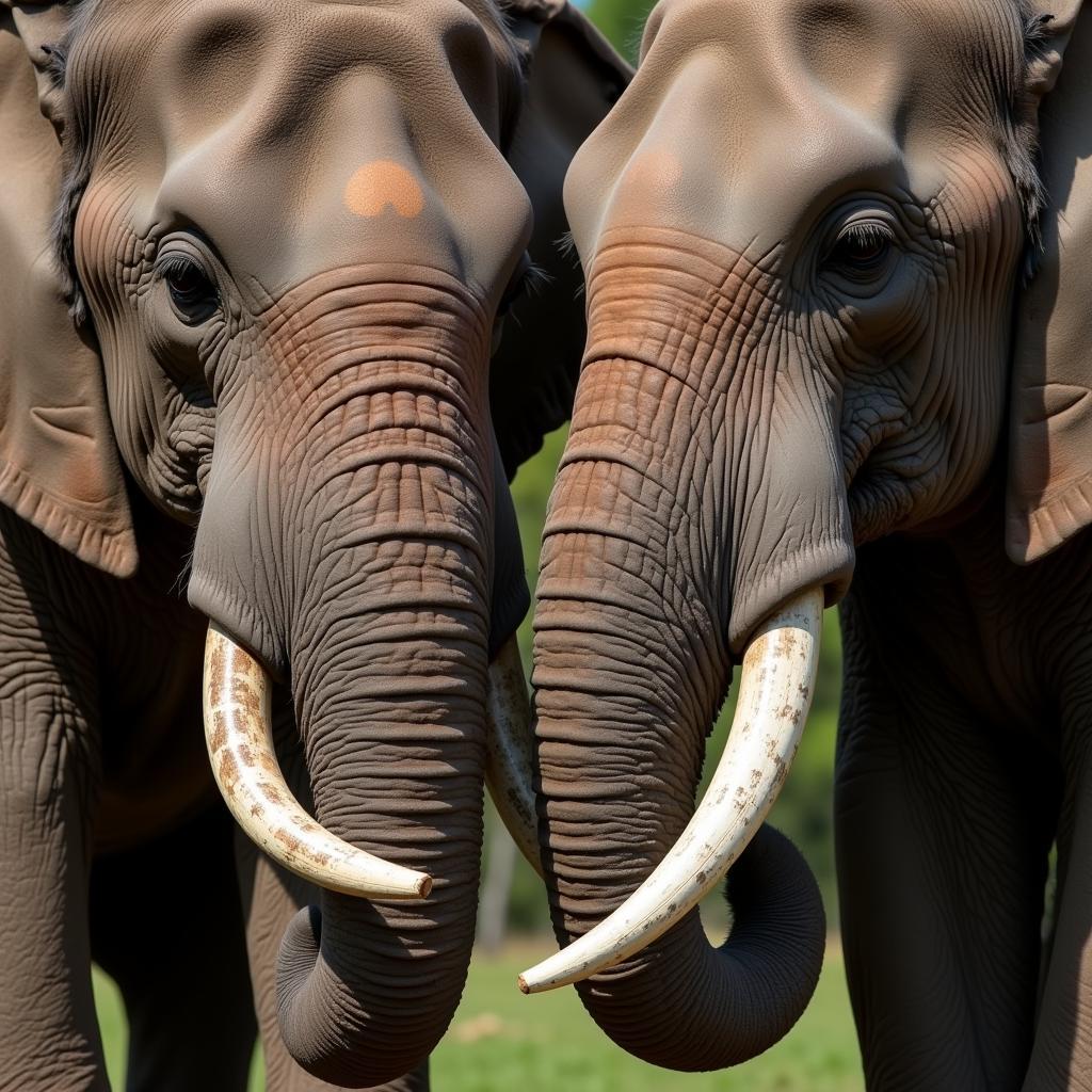 African and Indian Elephant Tusk Comparison